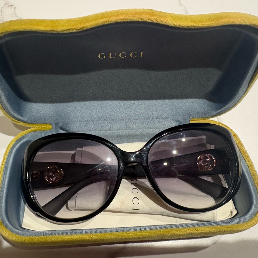 Gucci Black Sunglasses with Gold Logo
